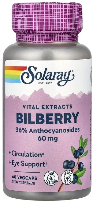 솔라레이 Vital Extracts 빌베리 60mg 베지 캡슐 60정, 1개 - 쿠팡