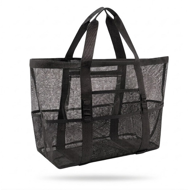 AROK 대형 메쉬 망사 비치백 수영가방 물놀이 가방 캠핑용 다용도 토트백