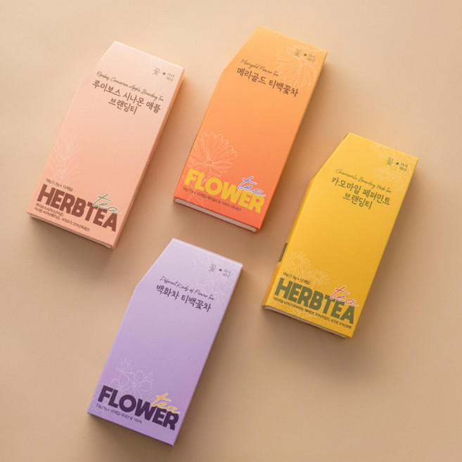 꽃다시피다 허브차 티백 4종 루이보스 캐모마일 메리골드 백화 무카페인차, 캐모마일 브랜딩허브차