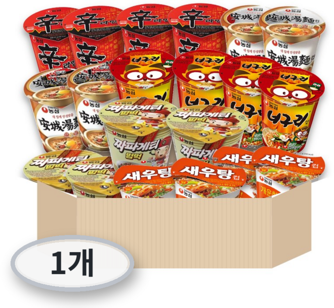 농심 5종소컵 기획세트 (신라면4입+안성탕면4입+너구리4입+새우탕4입+짜장범벅4입), 1개