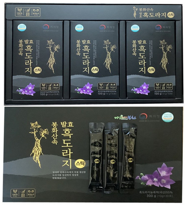 봉화산속 발효 흑도라지 스틱 30포 1박스 농축액 55%, 300g, 1개