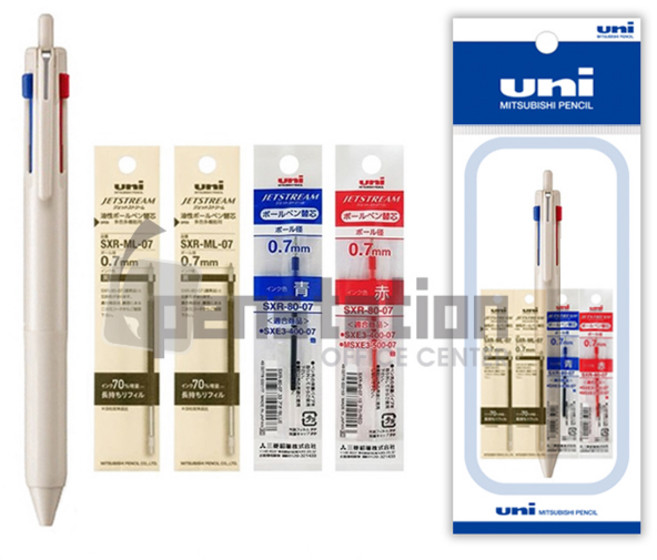 유니 제트스트림 507 3색 볼펜 0.5mm 1개 + 리필심(흑색 2개/청색 1개/적색 1개) 세트, 0.5mm 그레이지1개+리필심(흑2/청1/적1)세트
