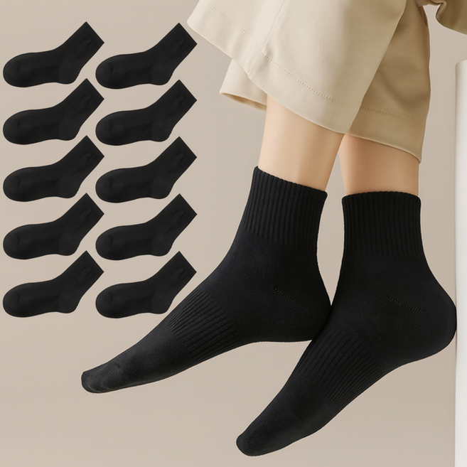 에스홈 여성용 사계절 쫀쫀한 중목 양말 10켤레