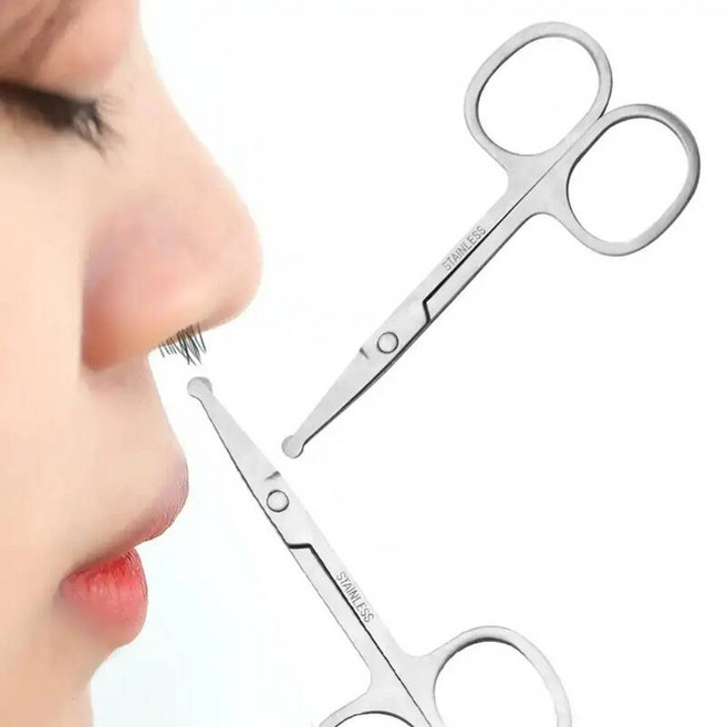 스테인레스 스틸 코 헤어 컷 메이크업 수동 수염 트리머 귀 머리 가위 라운드 헤드 미용 도구 눈썹 트리밍, MJ004-Nose Hair Cut