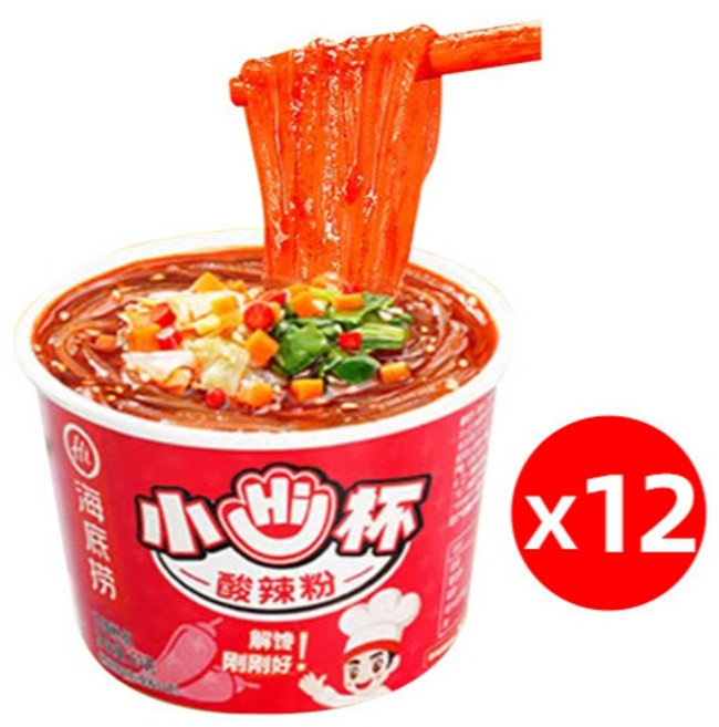 하이디라오 토마토 당면 미니 컵라면, 12컵 핫앤사워 56gx12