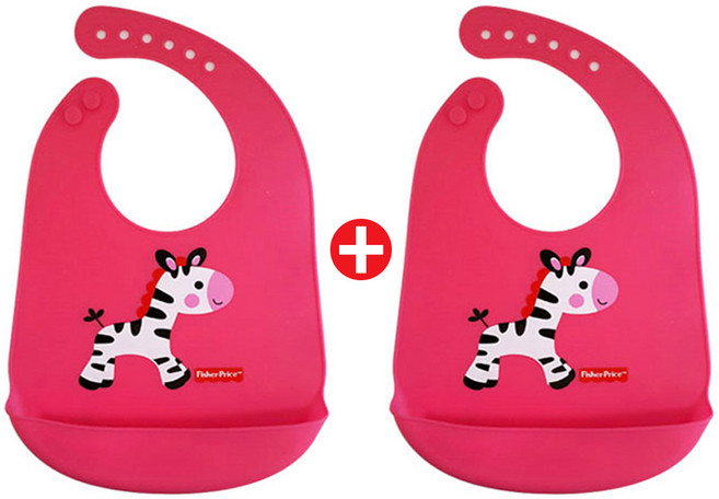 피셔프라이스 피셔 실리콘 턱받이 1+1, 핑크, 1개입, 2개