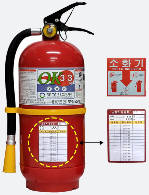 국산/ABC분말소화기/3.3KG/동양/무료배송 당일발송 최근제품/스티커+자석식점검표증정 부림소방, 1개