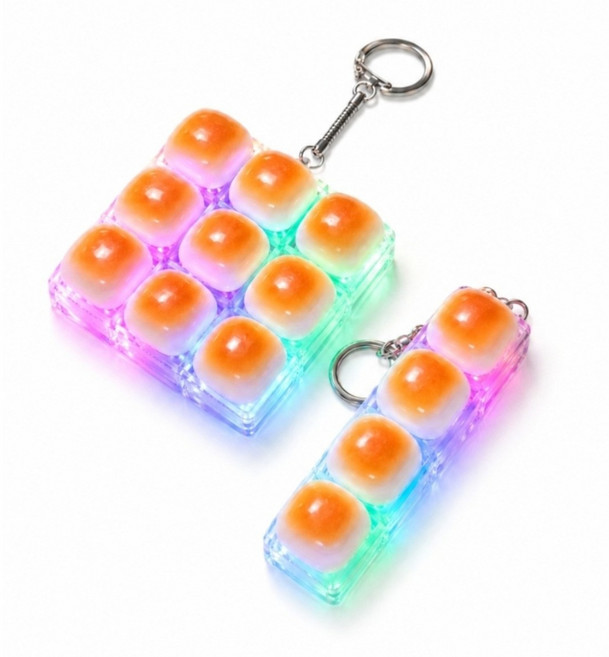 LED 딸깍이 키캡 키링 동글동글 시즌2 몽글몽글 브레드 불빛 피젯 클리커, 옵션01 시즌2 동글동글 9 키캡, 1개