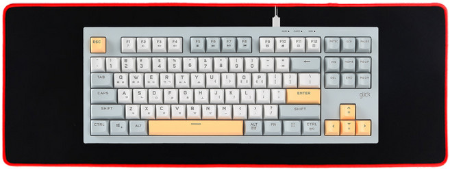 지클릭커 멤브레인 KPS80 87키 텐키리스 무소음 유선 게이밍 키보드 장패드 세트, 네이비블루