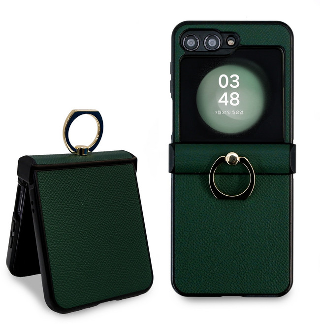 리네시 갤럭시 호환 Z플립 지플립 힌지보호 가죽 링 핸드폰 케이스