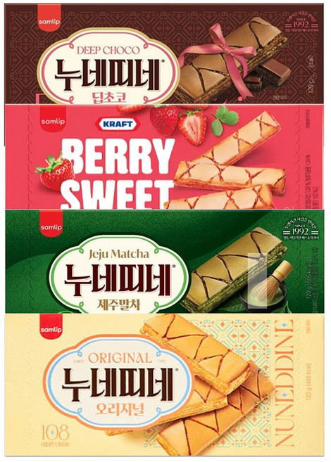 삼립 누네띠네 오리지날 120g 4종 4개 (오리지널x1 +제주말차x1 +딸기x1 +초코x1)