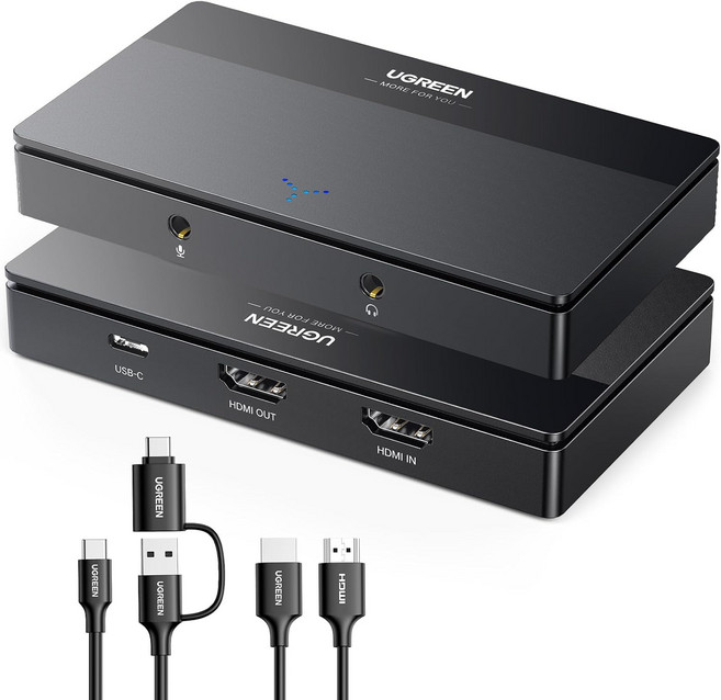UGREEN 4K 비디오 캡처 카드 풀 HD 2K 30Hz 1080P 60FPS USB C 3.0 HDI 장치 스트리밍 게임 및 회의를 위한 저지연 기능 스위치 PS45 PC, UGREEN 4K 비디오 캡처 카드 Full HD 10, 1개