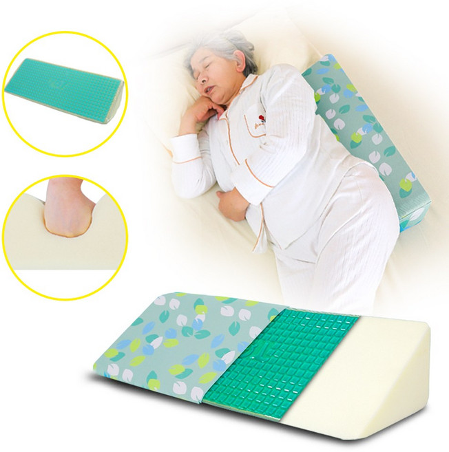 ZQT 고급 젤 소재의 자세 교정 삼각 쿠션 욕창 방지 베개 통기성 등받이 쿠션으로 노인 임산부 및 환자에게 적합합니다, green