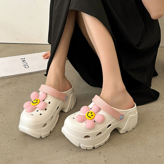 EVA 플라워 네일샵 미용실 통굽 슬리퍼