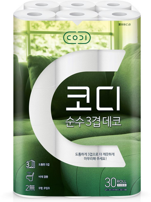 코디 순수 3겹데코, 30m, 30롤, 9개