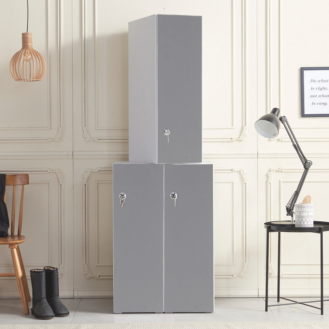 가구의가치 분리형 개인 락카장 캐비넷 락커 사무실 미용실 옷장 (바디색상 랜덤), LPM연그레이(랜덤바디), 1단, 하부장, 무광LPM연그레이