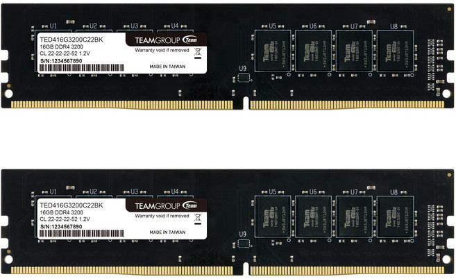 TEAMGROUP Elite DDR4 32GB (2 x 16GB) 3 200MHz (PC4-25600) CL22 ECC 1.2V UDIMM PC RAM - 키트