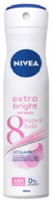 니베아 데오드란트 스프레이 엑스트라 브라이트 200ml, 1개