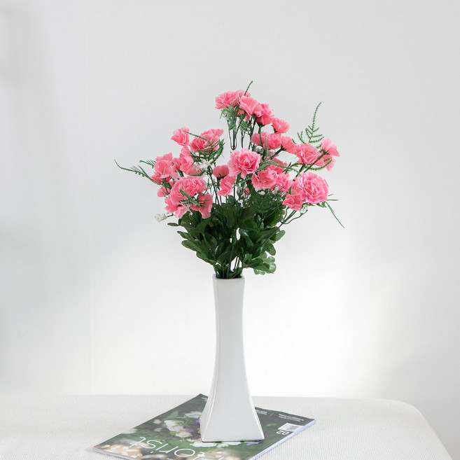 카네이션 조화 로아안개 부쉬 53cm 3컬러 인테리어 꽃 어버이날 스승의날 감사 장식 소품 선물 행사, 핑크
