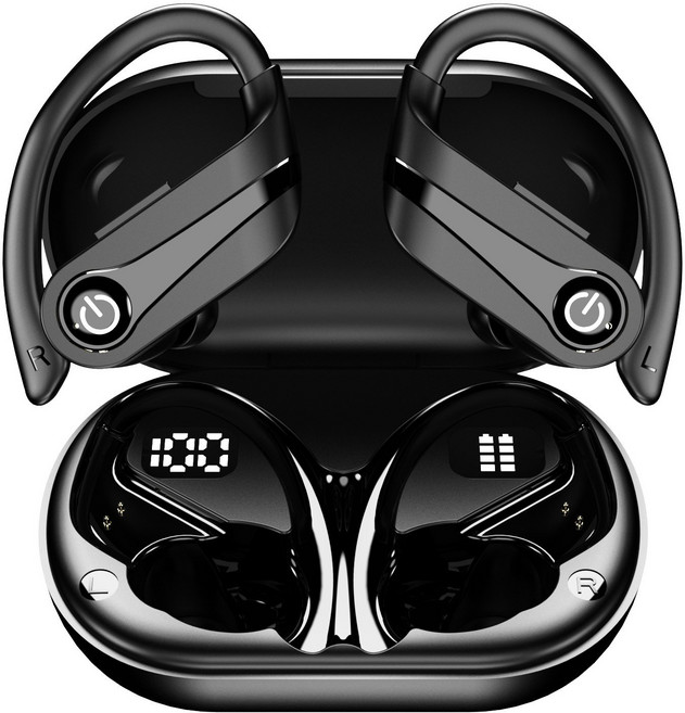 무선 헤드폰 헤비 베이스 HD 통화 스포츠/운전/달리기/피트니스에 적합, 04 black