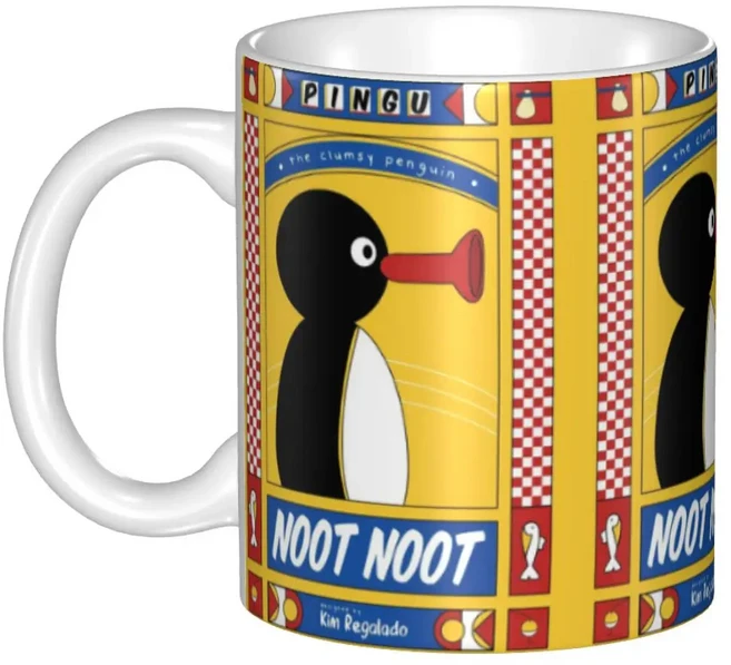 개인 맞춤형 누트 핑구 머그컵 DIY 펭귄 상품 세라믹 차 우유 커피, 01 301-400ml, 18 12