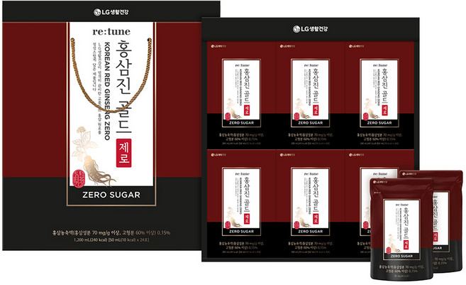 LG 생활건강리튠 홍삼진 제로골드 50ML*24포B4, 50ml
