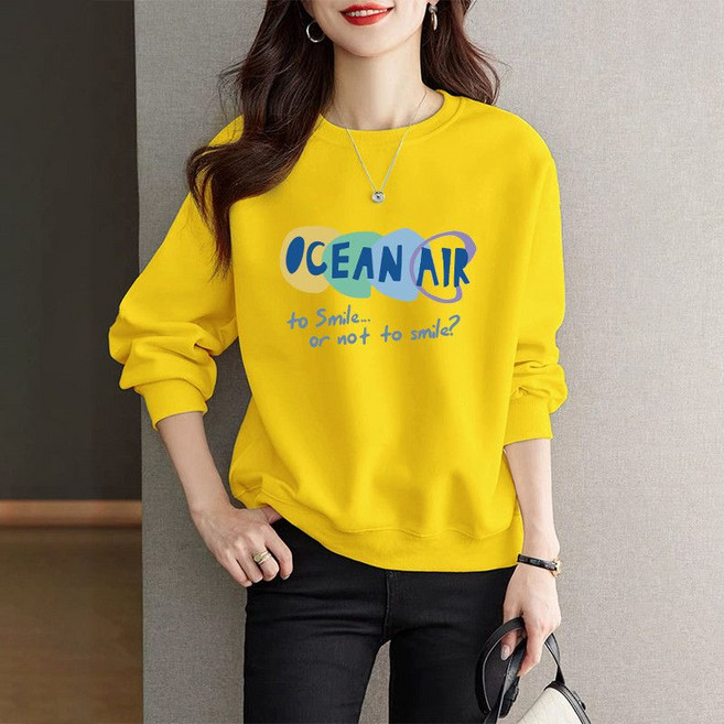 메인워크 여성 라운드넥 맨투맨 티 긴팔 봄가을 루즈핏 캐주얼 스판 슬림핏 간절기 베이직 아우터 티