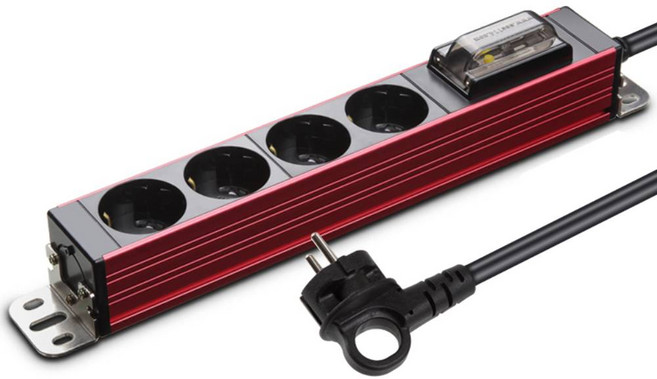 현대일렉트릭 서버탭 누전차단 알루미늄 고용량 멀티탭 4구, 3m, 레드, 1개
