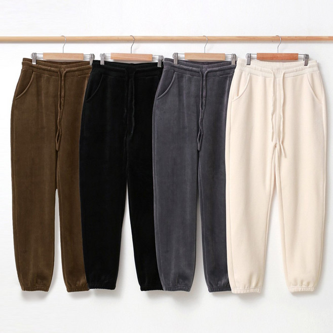 여성 겨울 기모 밴딩 세미와이드 골덴 조거팬츠 방한바지