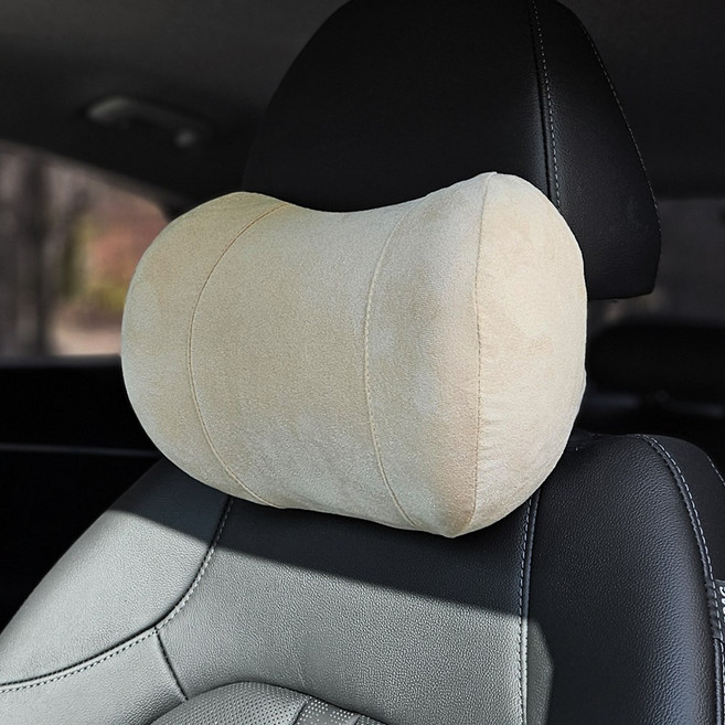 차량용 목쿠션 메모리폼 커브드 목베개 헤드레스트, 1개, 베이지