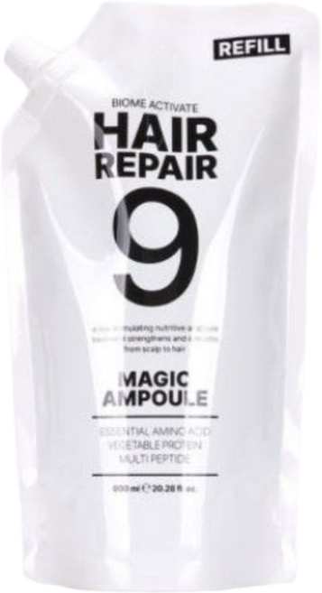 바이옴액티베이트 헤어리페어9 매직 앰플 9초 물미역 완성 워터크리트먼트 리필600ml 2개 머릿결 초극손상모 올인원 탈모완화 스팀팩, 1개, 600ml