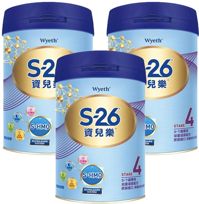 Wyeth 惠氏 S-26 資兒樂幼童成長配方 再升級版 4號, 850g, 1罐, 3罐