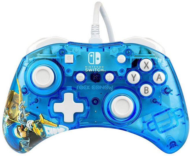 Rock Candy 유선 게임 스위치 프로 컨트롤러 - 젤다 야생의 숨결 블루 닌텐도 공식 라이센스 OLED / Lite 호환 작고 튼튼한 여행 투명 크리스마스 선물, Rock CAND &y 유선 게임 스위치 프로 컨트롤러