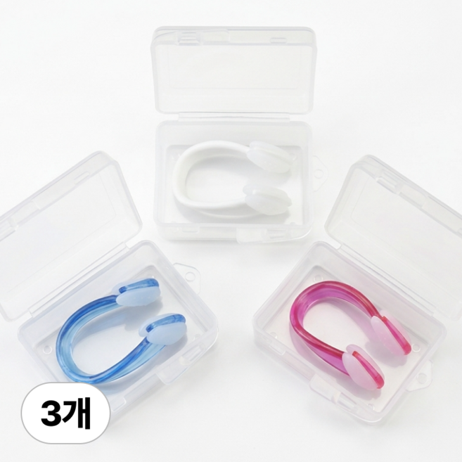 모루나루 실리콘 수영 코마개, 3개, 혼합