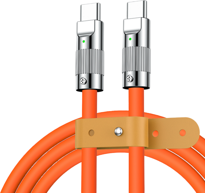 원스바이 금속 커넥터 라이트 C to C 충전 케이블, 오렌지, 1개, 2m