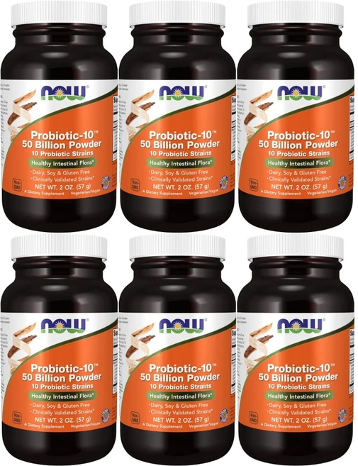 나우푸드 고흡수 프로바이오틱 10 500억 CFU 유산균 파우더 분말, 57g, 6개 - 쿠팡