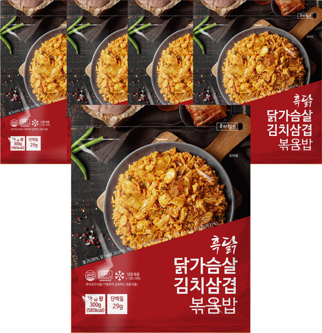 흑닭 닭가슴살 김치삼겹 볶음밥, 5개, 300g