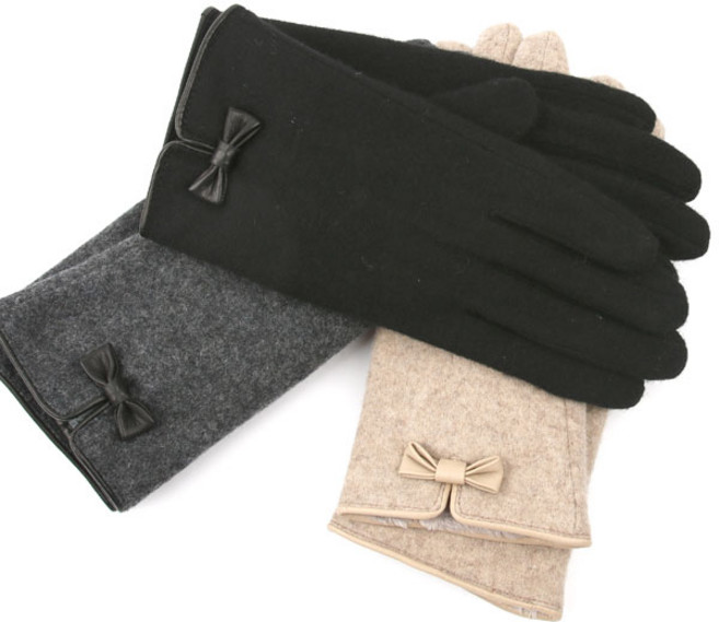 아놀드파마 여성 가죽리본 스마트터치 모직장갑 APWW-2120