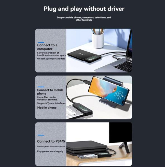지금 구매 ShuoLe USB 3.1 하드 드라이브 케이스 2.5/3.5인치 어댑터 지능형 디지털 디스플레이 간편한 케