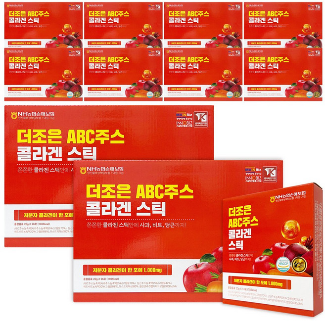 더조은 ABC주스 콜라겐 젤리 스틱 저분자 콜라겐, 10개, 520g