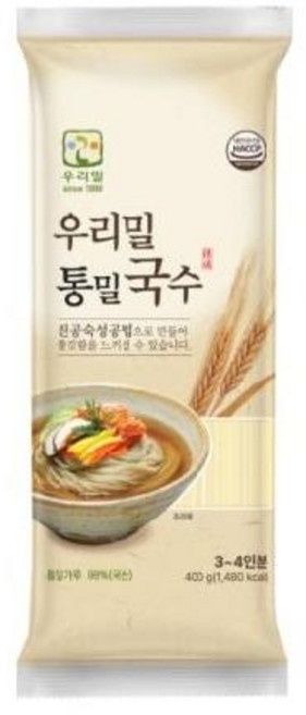 국수 사리 풀무원 올가 우리 밀 통밀 국수 면, 400g, 3개