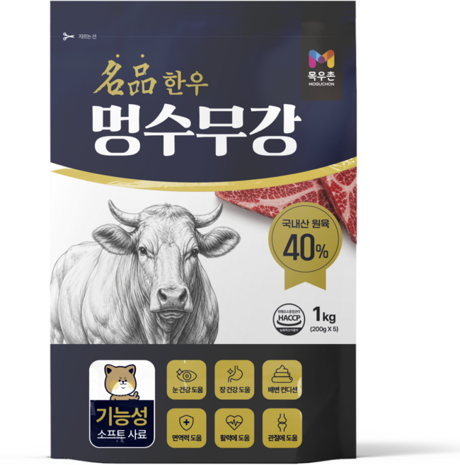 목우촌 펫 멍수무강 기능성 소프트 사료 전연령, 1개, 1kg, 소