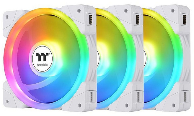 Thermaltake SWAFAN EX 12 ARGB PC 냉각 팬 화이트 3팬 pcak 500~2000 RPM 마그네틱 연결 양면 블레이드 MB RGB 소프트웨어와, SWAFAN EX ARGB, 120mm, White