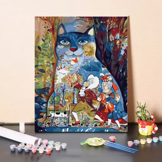푸아이 명화그리기 귀여운 컬러 고양이 모음15종 캔버스 두꺼운액자 유화그리기 소형-대형사이즈, 40x50cm, NO.1, 1개