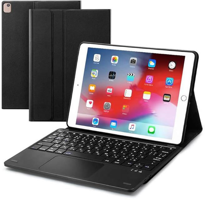 EWiN® 최신형 iPad 9세대 iPad10.2/10.5인치 키보드 케이스 JIS 기준 일본어 배열 8세대 2020 블루투스 키보드 터치패드 탑재 탈착식 2대의 iOS 기기 전환, 1개