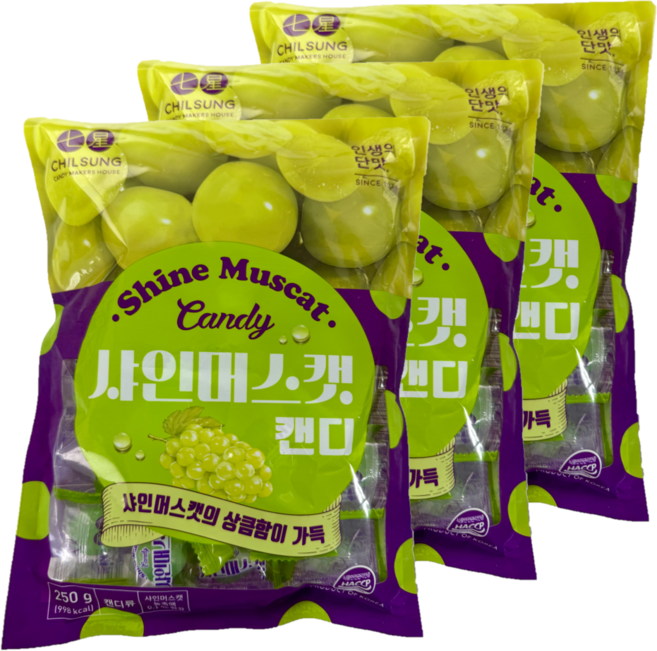 샤인머스켓 캔디, 3개, 250g