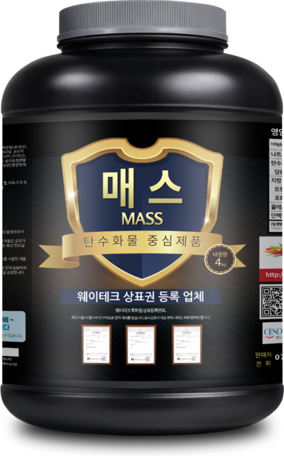 웨이테크 매스 슈퍼칼로리 살찌는보충제 체중증가 탄수화물 헬스보충제/ Super Calorie, 4kg, 1개
