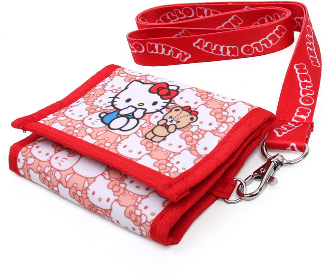 헬로키티 와글와글 3단목걸이 지갑 레드 캐릭터 어린이 아동용 반지갑