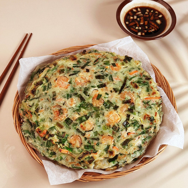 [당일조리] 엄마손맛 수제 새우부추전 해물파전 (300g X 3장) 보통맛, 1개, 900g