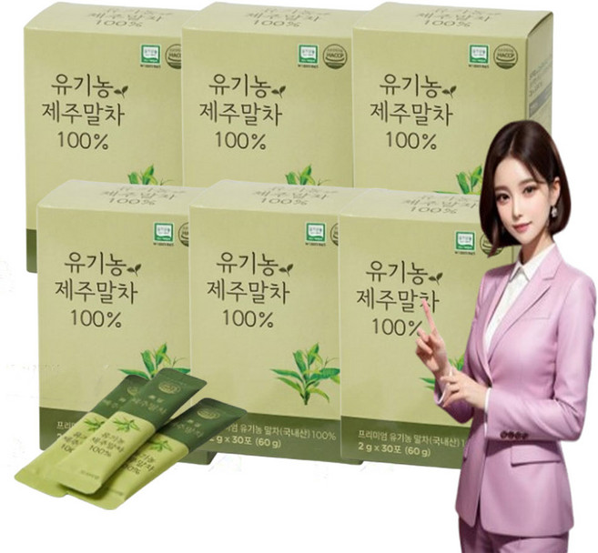 프리미엄 유기농 제주 말차 스틱 국내산 100%, 6세트, 30개입, 2g